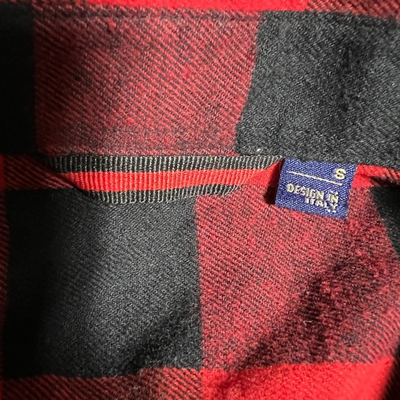 Buffalo Plaid Flannel Shirt Red Black Check Design in Italy Size Small - Picture 4 of 8